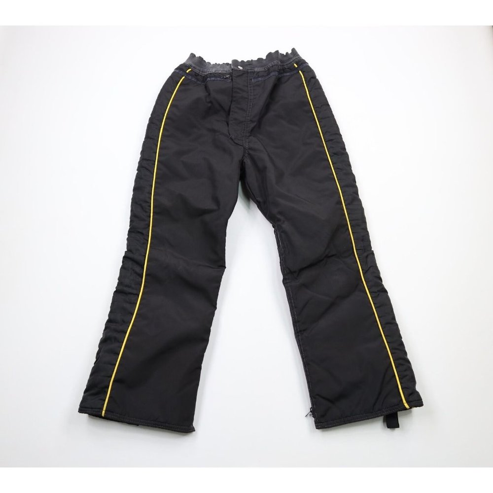 Vintage 70s John Deere Small Distressed Insulated Winter Snow Pants Black USA